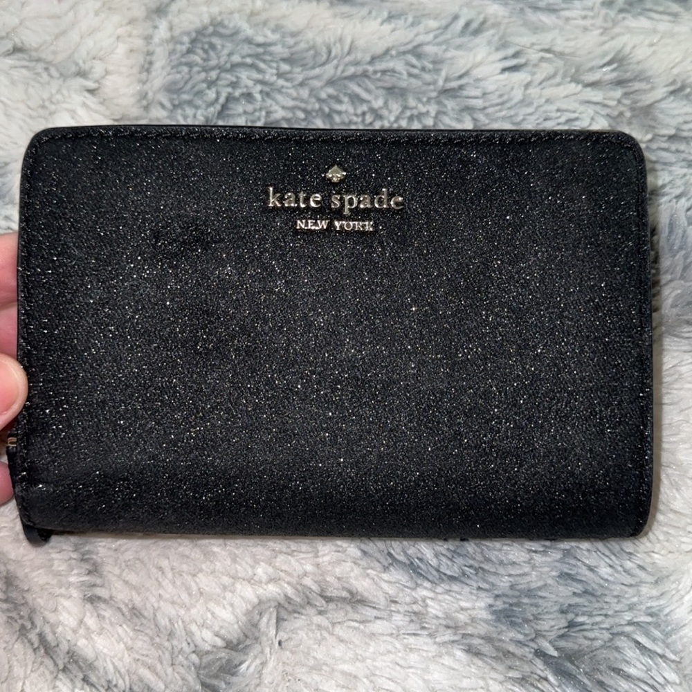 Kate spade black glitter wallet